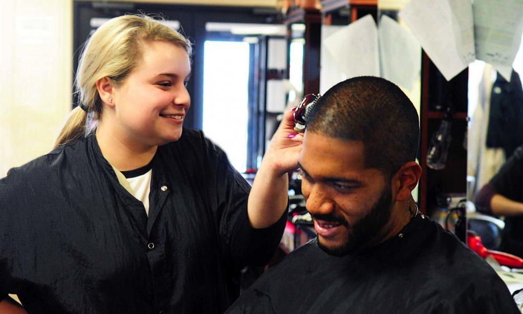 man getting haircut